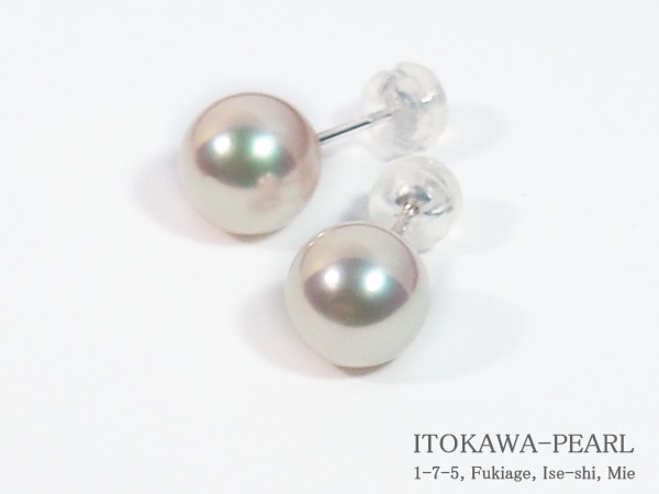 花珠真珠ピアス＜8.6mm＞スタッド・K14WG 鑑別書付 PE-7124 | 真珠
