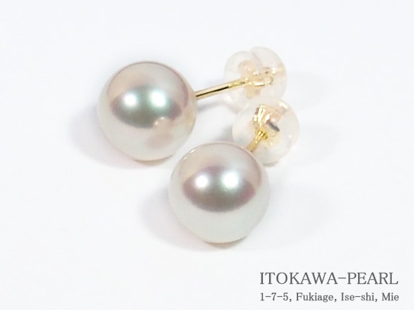 花珠真珠ピアス＜8.5mm＞スタッド・K18YG 鑑別書付 PE-7127