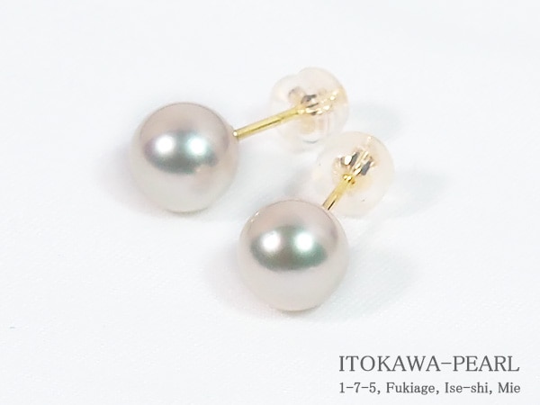 花珠真珠ピアス＜7.5mm＞スタッド・K18YG 鑑別書付 PE-7170