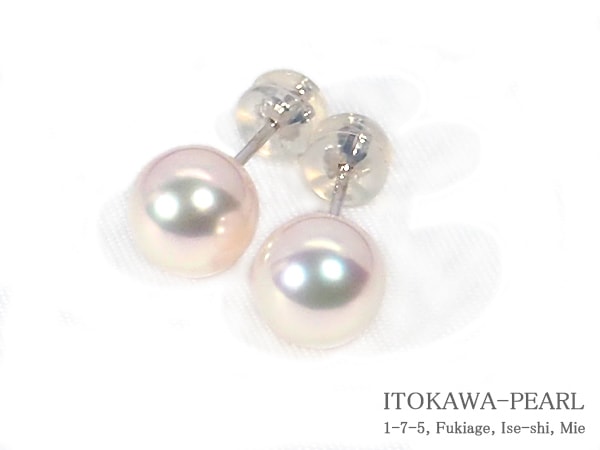 花珠真珠ピアス＜8.1mm＞スタッド・K14WG 鑑別書付 PE-7164