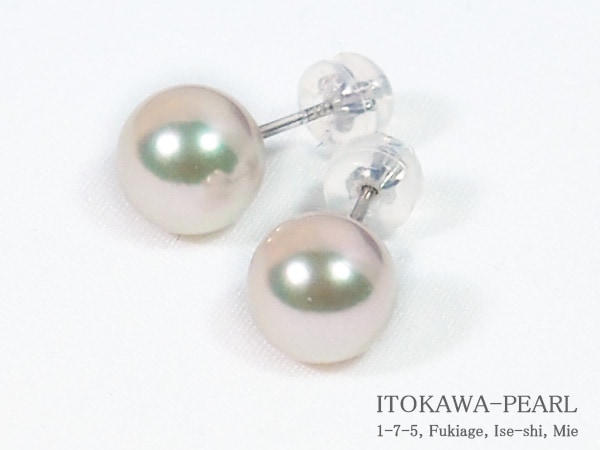 花珠真珠ピアス＜8.5mm＞スタッド・PT900 鑑別書付 PE-7269