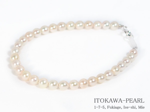 あこや真珠ブレスレット<4.5~5mm>引き輪とプレートタイプ/シルバー お買い得販売中 パールブレスレット 10k 真珠 ブレスレット