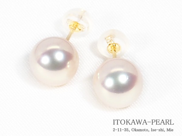 あこや真珠ピアス＜8.5mm＞スタッド・K18YG PE-7478