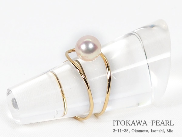 あこや真珠 フォークリング＜6.8mm＞K18YG R-13845