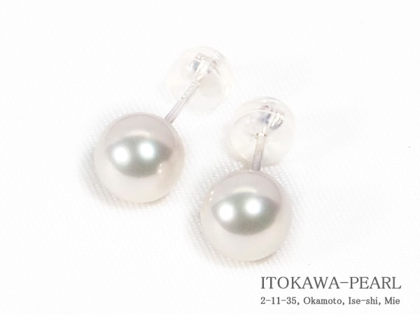 花珠あこや真珠ピアス＜7.5mm＞スタッド・K14WG鑑別書付 PE-7527