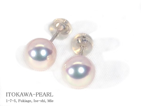 花珠あこや真珠ピアス＜8.3mm＞スタッド・K14WG 鑑別書付 PE-7533