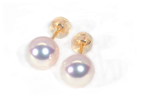 花珠真珠ピアス＜8.5mm＞スタッド・K18YG 鑑別書付 PE-7535