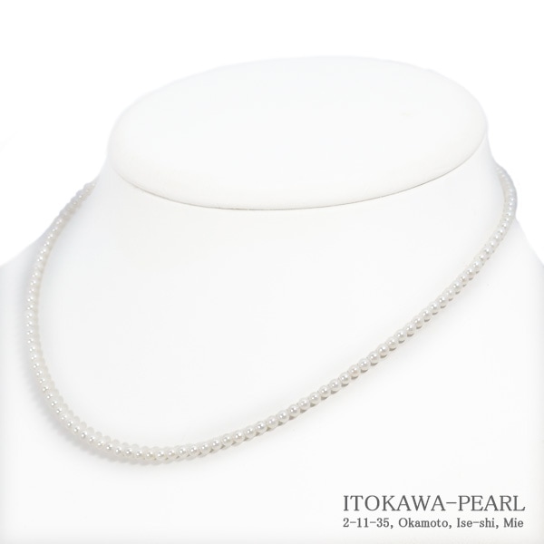 あこや真珠ベビーパールネックレス＜2.5～3mm＞アジャスター・シルバー N-12868