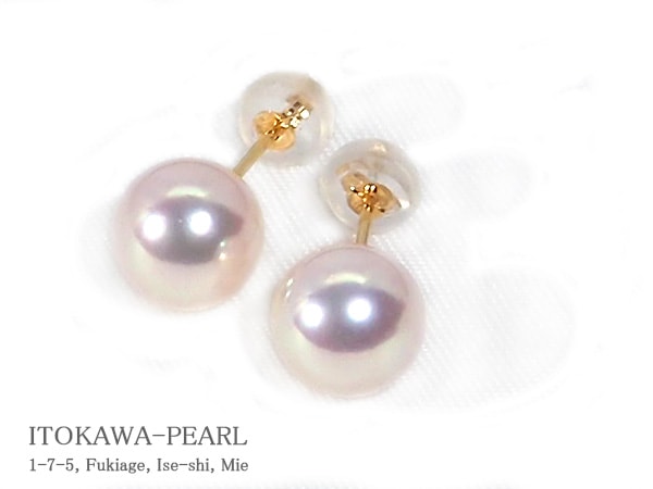 無調色 あこや真珠ピアス＜8.1mm＞スタッド・K18YG PE-7556