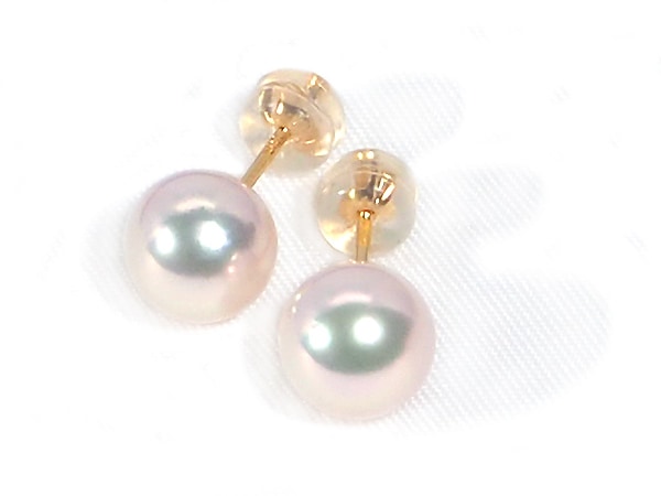 花珠あこや真珠ピアス＜8.2mm＞スタッド・K18YG 鑑別書付 PE-7531