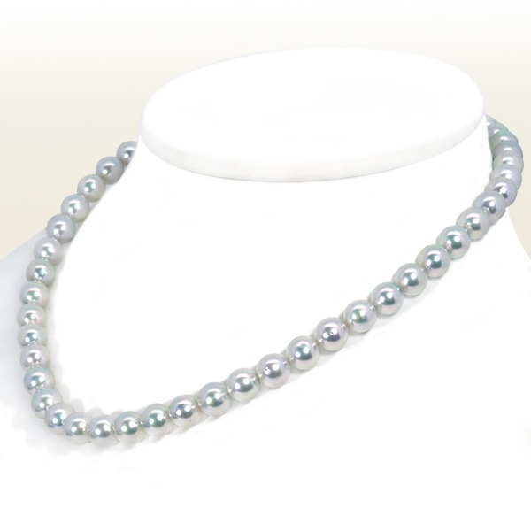 グレー系 無調色 あこや真珠パールネックレス＜8～8.5mm＞N-12917