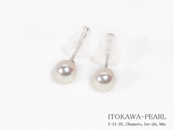 あこや真珠ピアス＜4.2mm＞スタッド・K14WG PE-7586