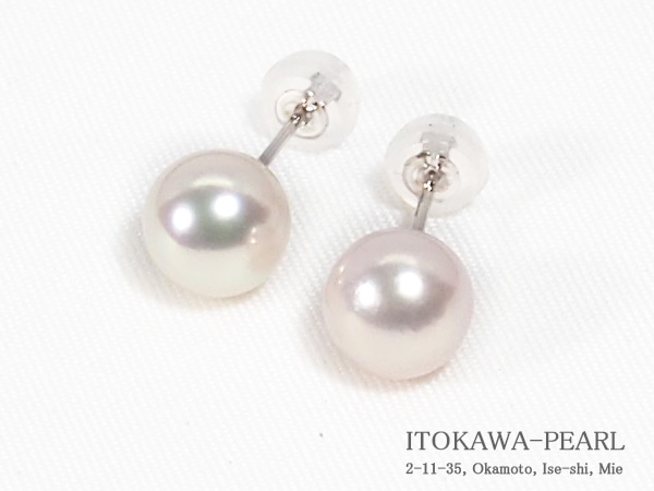 あこや真珠ピアス＜7.7mm＞スタッド・Pt900 PE-7591