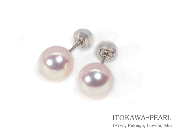あこや真珠ピアス＜8.4mm＞スタッド・PT900 PE-7595