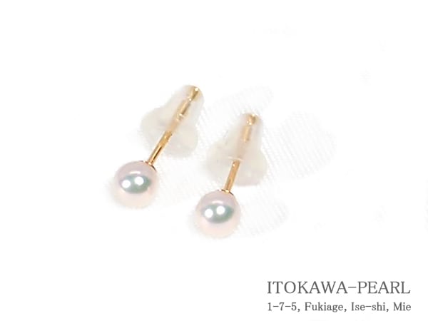 あこや真珠ピアス＜3.8mm＞スタッド・K18YG PE-7597