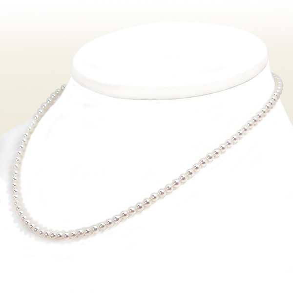 無調色 あこや真珠ベビーパールネックレス＜3.5～4mm＞アジャスター・シルバー N-12956