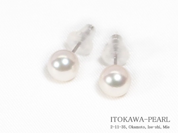 あこや真珠ピアス＜5.9mm＞スタッド・K14WG PE-7604 | 真珠ピアス,真珠