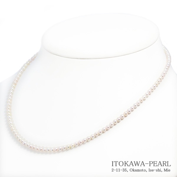 あこや真珠ベビーパールネックレス＜3～3.5mm＞アジャスター・シルバー N-12960