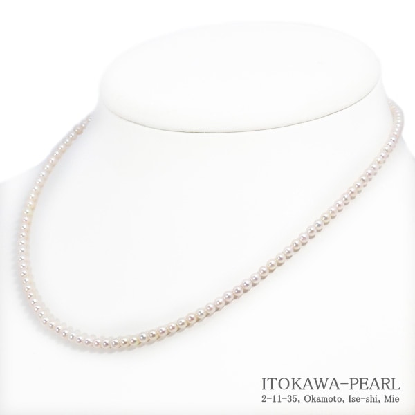 あこや真珠ベビーパールネックレス＜3～3.5mm＞アジャスター・シルバー N-12962