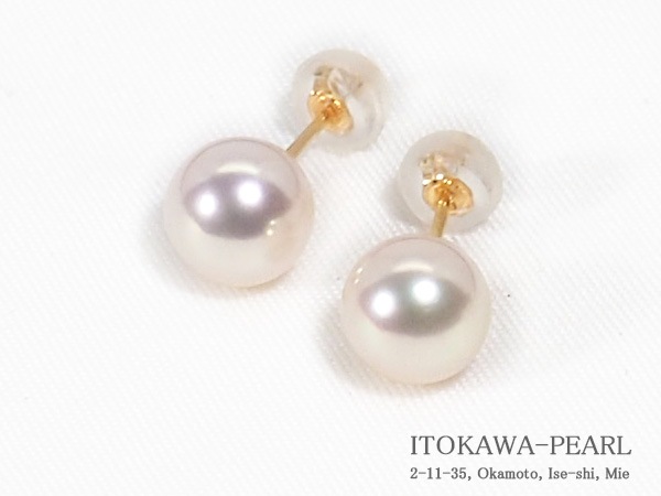 花珠真珠あこや真珠ピアス＜7.6mm＞スタッドK18YG PE-7606 | 真珠