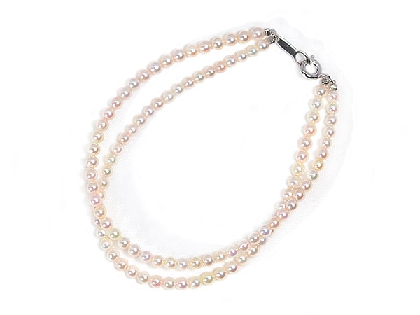 あこや真珠2連ブレスレット＜3～3.5mm＞引き輪とプレートタイプ