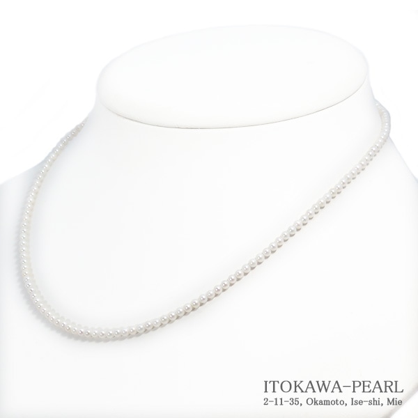 あこや真珠ベビーパールネックレス＜2.5～3mm＞アジャスター・シルバー N-12969