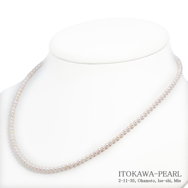 あこや真珠ベビーパールネックレス＜3～3.5mm＞アジャスター・シルバー N-12973