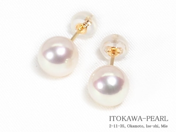 あこや真珠ピアス＜7.6mm＞スタッド・K18YG PE-7611