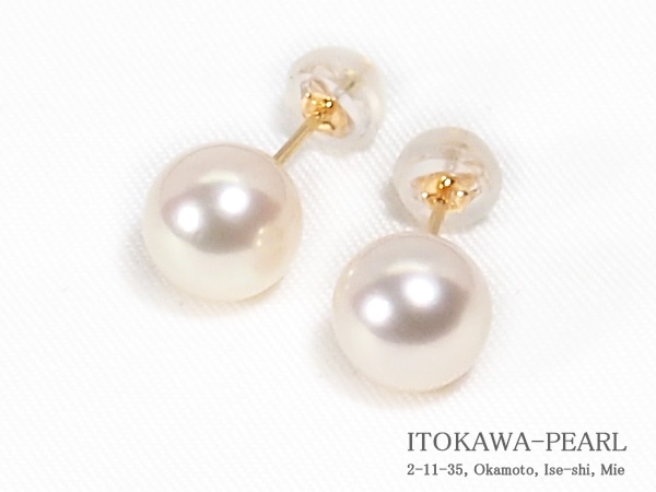 あこや真珠ピアス＜7.9mm＞スタッド・K18YG PE-7613