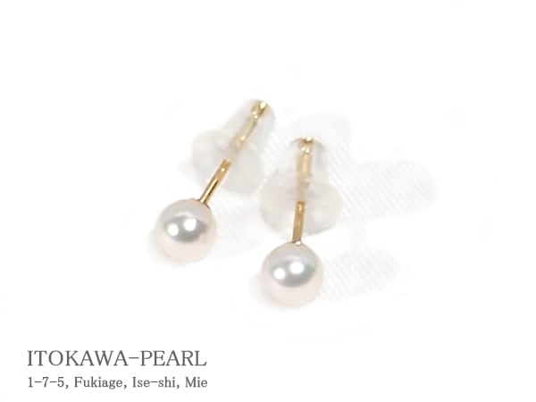 あこや真珠ピアス＜3.9mm＞スタッド・K18YG PE-7615