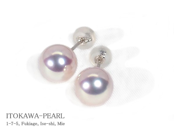 花珠真珠 あこや真珠ピアス＜8.8mm＞スタッド・K14WG PE-7620