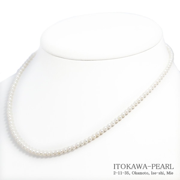 あこや真珠ベビーパールネックレス＜3～3.5mm＞アジャスター・シルバー N-12988