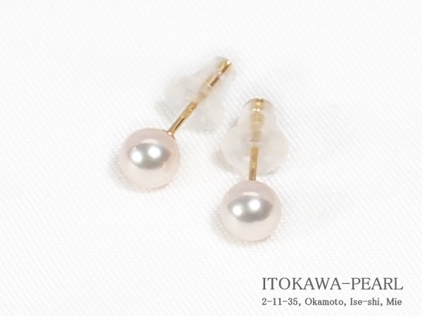 あこや真珠ピアス＜4.7mm＞スタッド・K18YG PE-7629