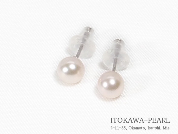 あこや真珠ピアス＜5mm＞スタッド・K14WG PE-7633