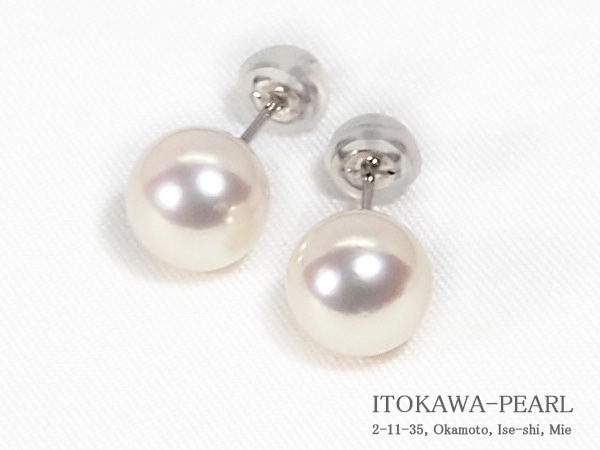 無調色あこや真珠ピアス＜8.1mm＞スタッド・PT900 PE-7635