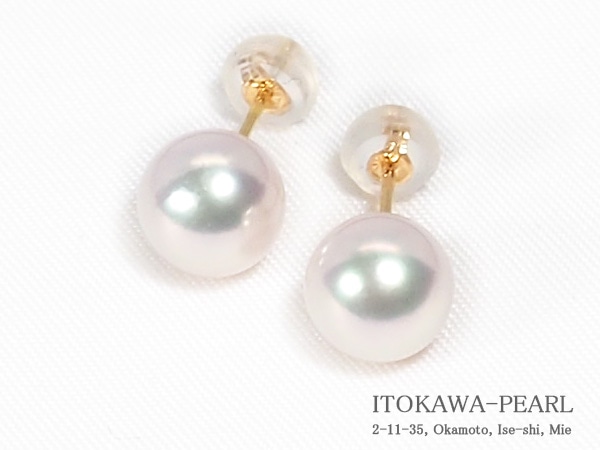 あこや真珠ピアス＜8mm＞スタッド・K18YG PE-7638