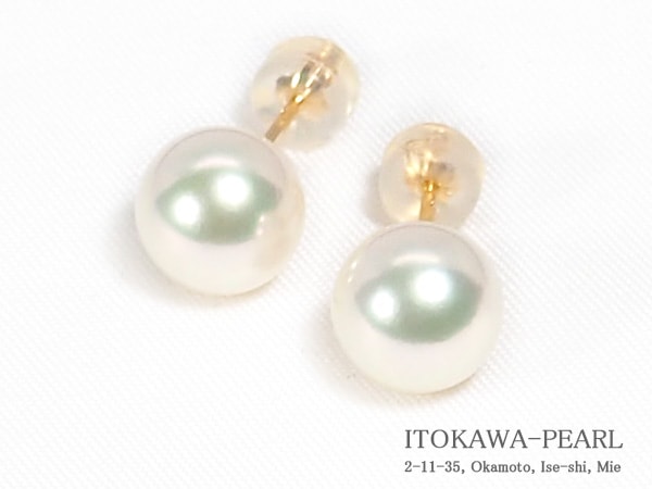 無調色あこや真珠ピアス＜8.8mm＞スタッド・K18YG PE-7642