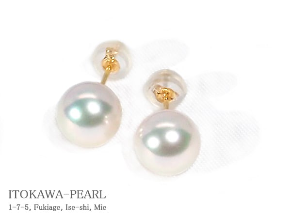無調色・あこや真珠ピアス＜8.4mm＞スタッド・K18YG PE-7637