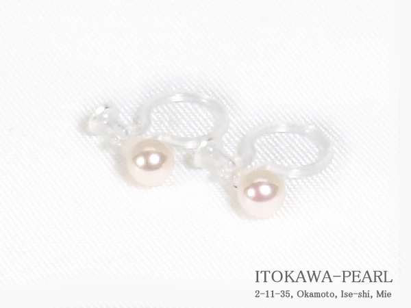 あこや真珠ノンホールピアス＜3.8mm＞樹脂製イヤリング　E-4840