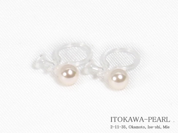 あこや真珠ノンホールピアス＜3.8mm＞樹脂製イヤリング　E-4841