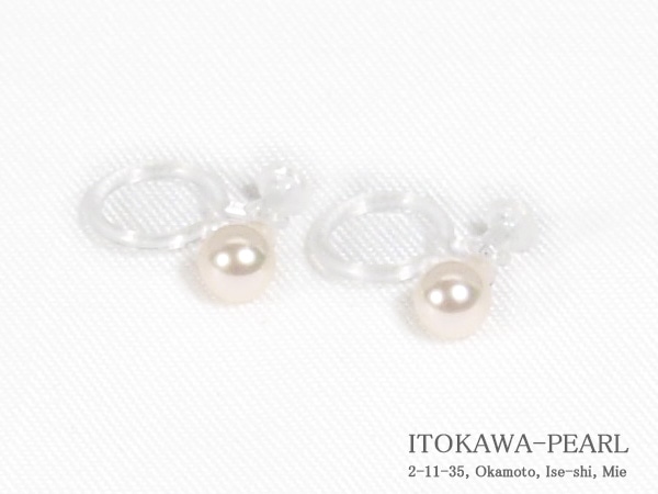 あこや真珠ノンホールピアス＜3.9mm＞樹脂製イヤリング　E-4842