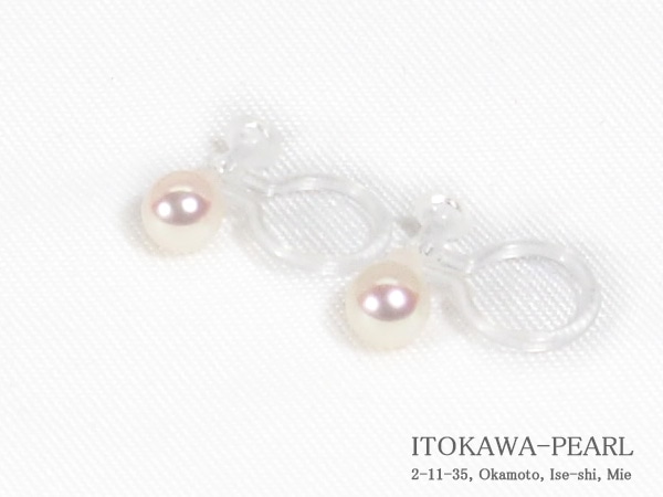 あこや真珠ノンホールピアス＜4mm＞樹脂製イヤリング　E-4845