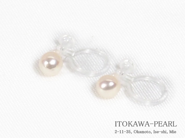 あこや真珠ノンホールピアス＜4.1mm＞樹脂製イヤリング　E-4846
