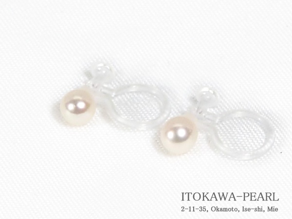 あこや真珠ノンホールピアス＜4.1mm＞樹脂製イヤリング　E-4847
