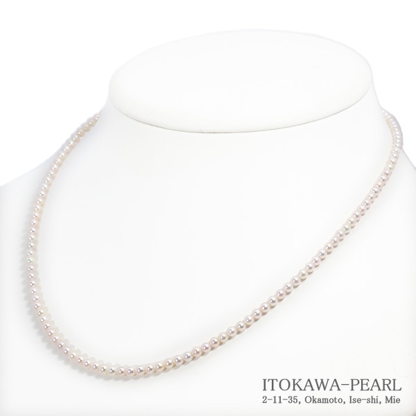あこや真珠ベビーパールネックレス＜3～3.5mm＞アジャスター・シルバー N-13012