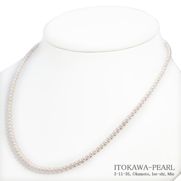 あこや真珠ベビーパールネックレス＜3～3.5mm＞アジャスター・シルバー N-13015