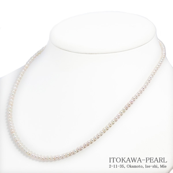 あこや真珠ベビーパールネックレス＜3～3.5mm＞アジャスター・シルバー