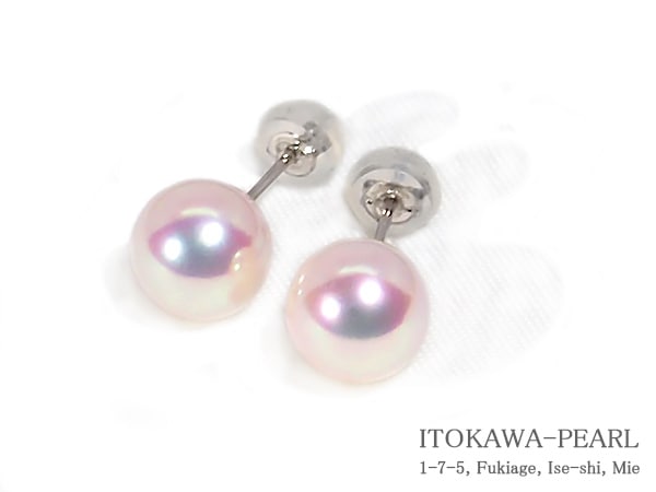 花珠真珠 ナチュラルカラ ーあこや真珠ピアス＜8mm＞スタッド・PT900