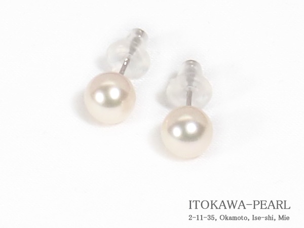 あこや真珠ピアス＜5.8mm＞スタッド・K14WG PE-7655