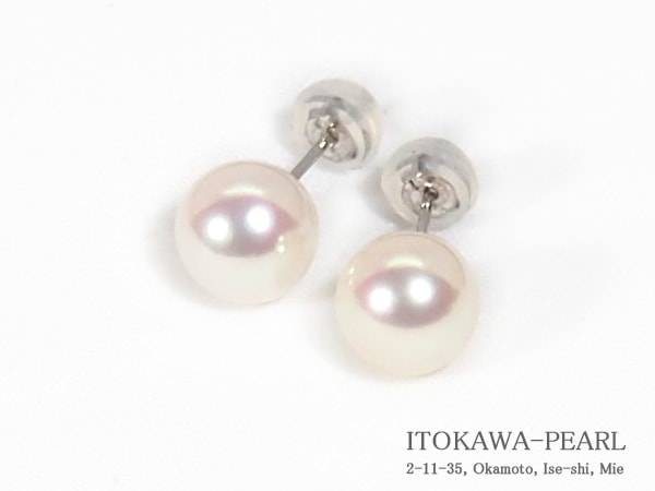 あこや真珠ピアス＜7.9mm＞スタッド・PT900 PE-7659